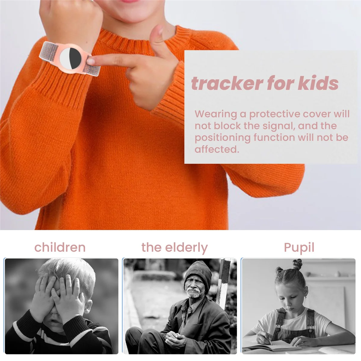 ACKOR Kid Wristband Compatible with Apple AirTag, Protective Case for Air Tag GPS Tracker Holder with Nylon Bracelet D
