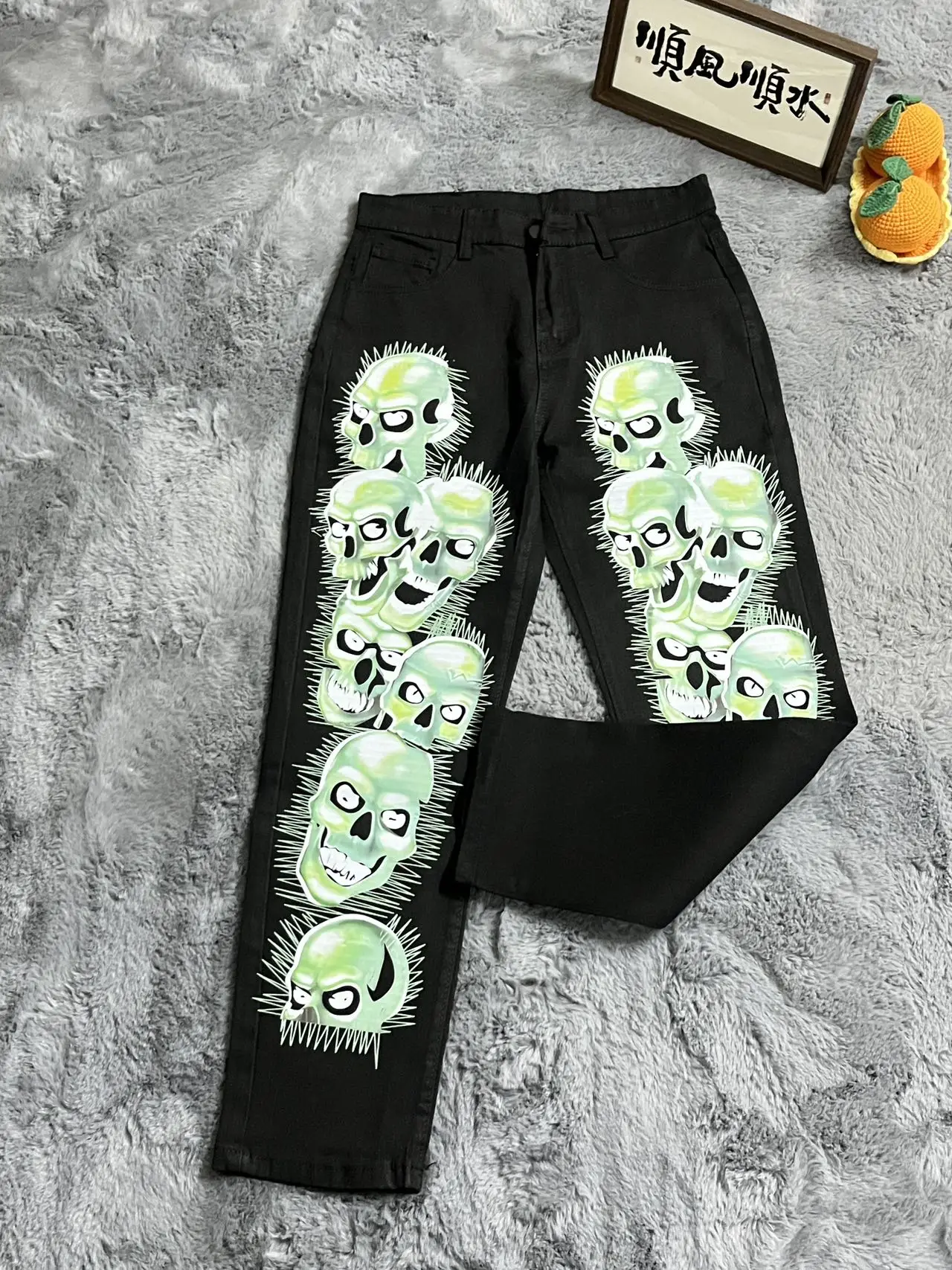 Gothic Style Skull Fashion Trousers y2k Men Jeans 2025 New Mens Skinny Jeans High Street Hip-hop Slim Fit Stretch Pants