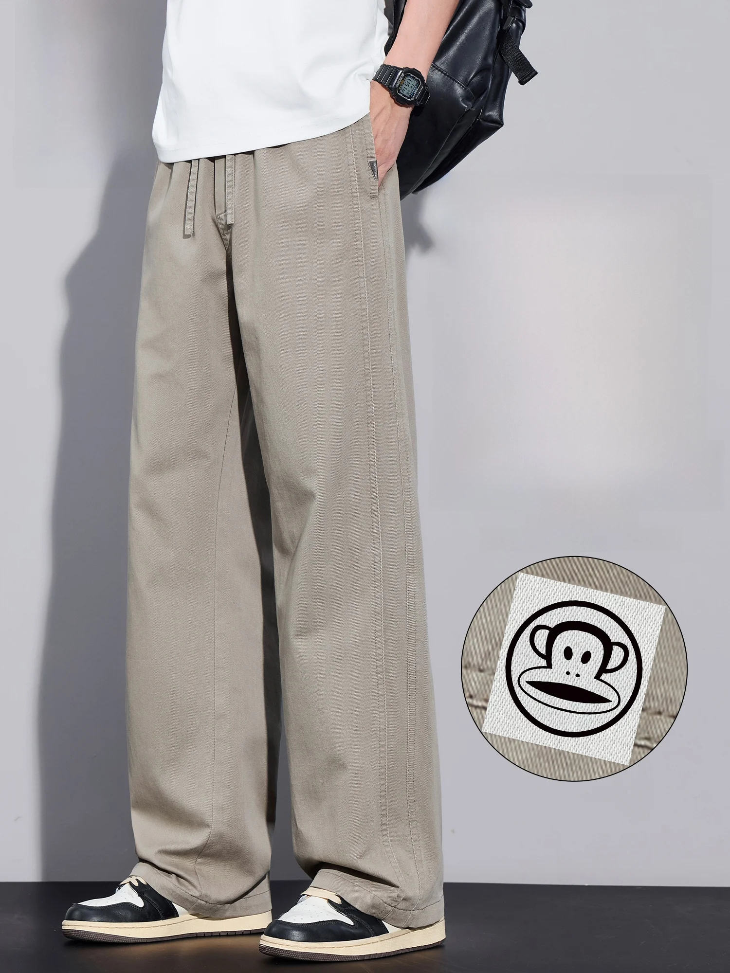 

PaulFrank Breathable Casual Pants Men's Spring New Loose Drapey Straight Leg Long Pants Pure Cotton Comfortable Leisure Trousers