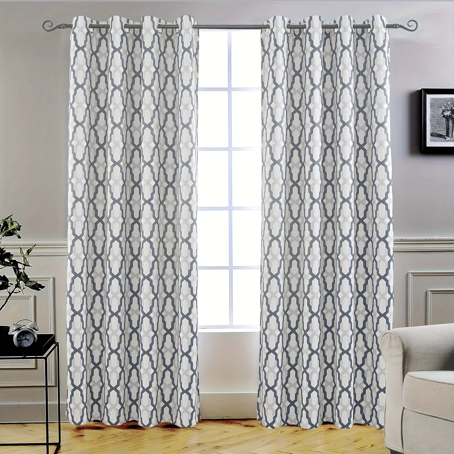 Thermal Blackout Grommet Curtain Geometric Pattern