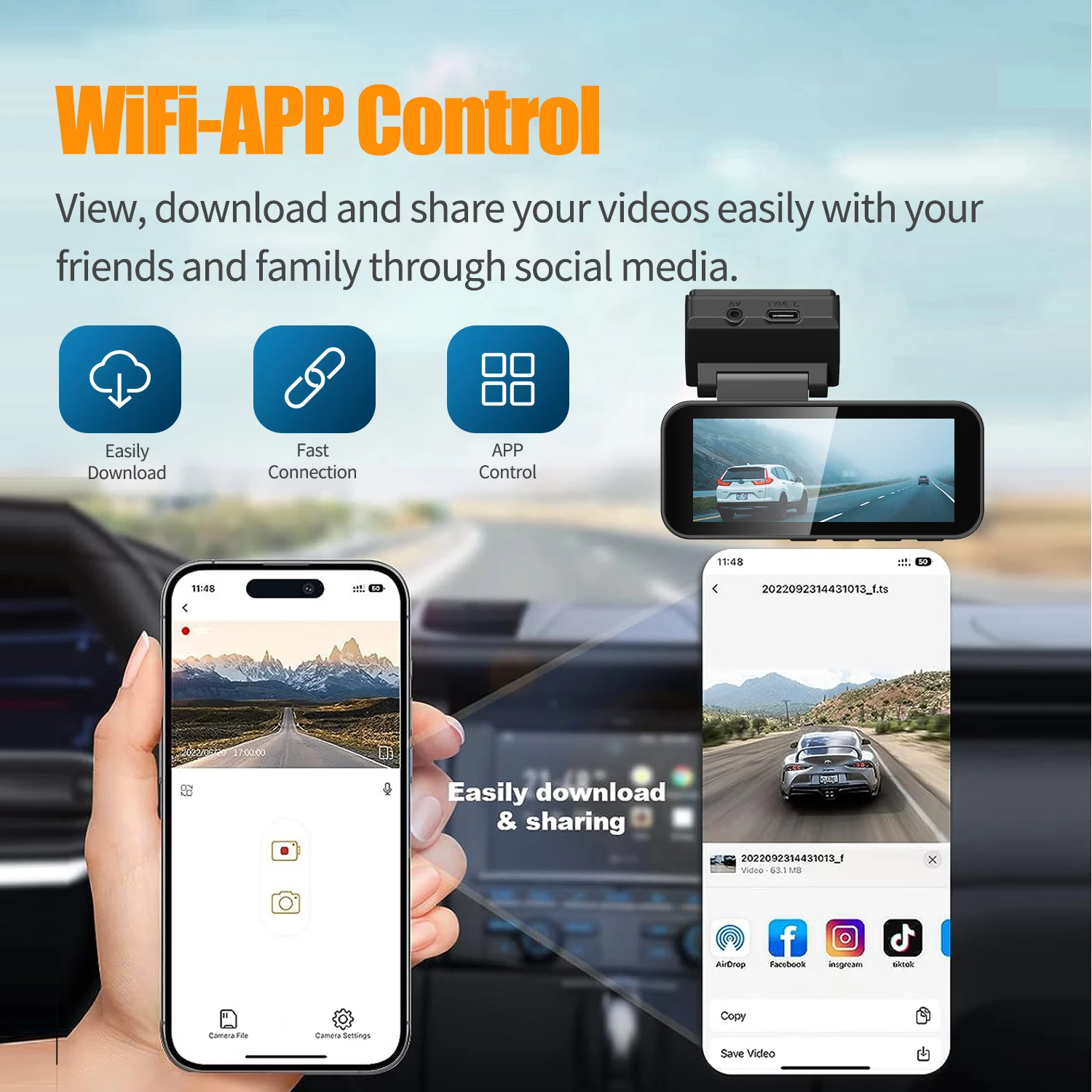 HD 4K Dashcam Built-in WiFi Night Vision Support 1080P Rearview Camera Dual Lens Car DVR Video Recorder Black Box Dual-Recording