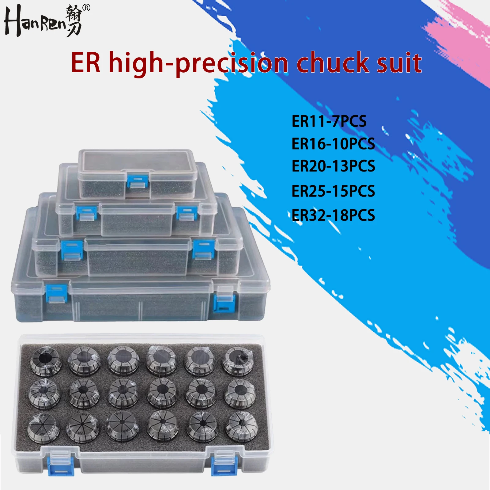 

ER High-Precision Chuck Suit Engraving Machine Elastic Clamp Twist Drill Milling Cutter CNC Accessories ER11/16/20 collet chuck