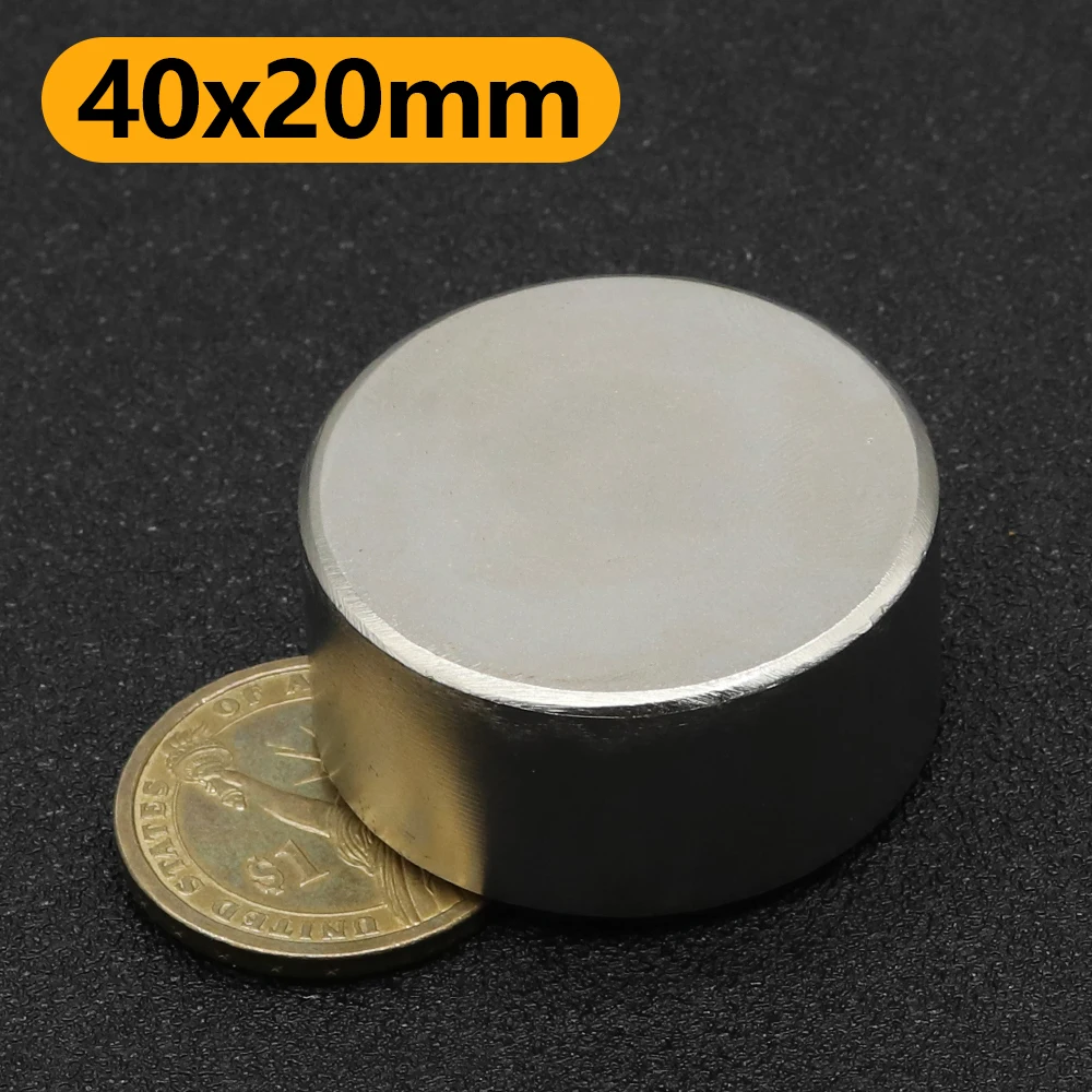 

1Pcs Round Strong Magnet N52 40x20 mm Search Magnetic Neodymium Magnets Rare Earth N52 Powerful Permanent 40*20