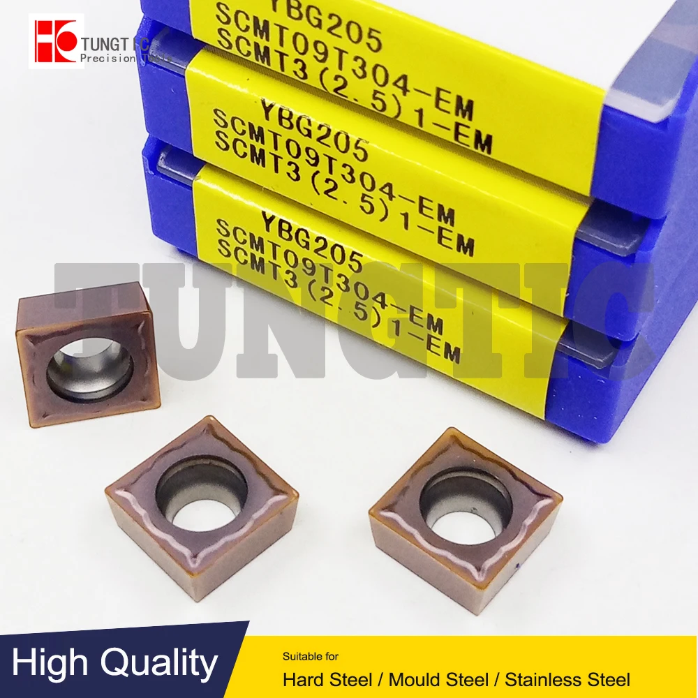 

SCMT09T304-EM YBG205 SCMT3(2.5)1-EM SCMT 09T304 EM Твердосплавный токарный резец Токарные инструменты Вставки для получистовой обработки металла