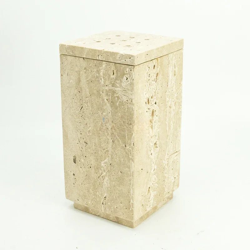 Contact us inquiry Hot Sale Square Marble Incense Holder Beige Travertine Incense Burner