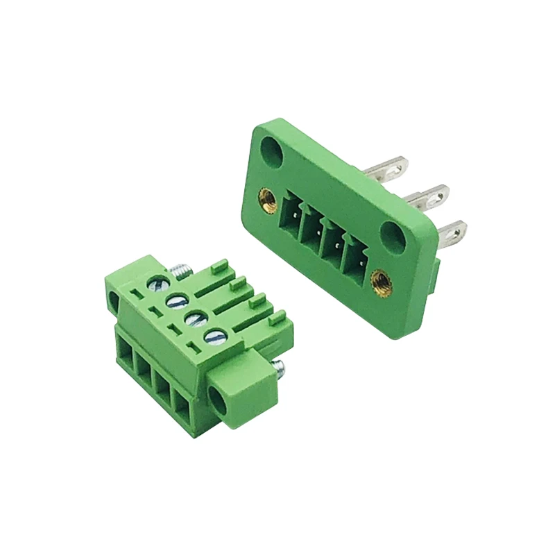 1Pair 15EDG 3.81mm Pitch Through Wall Plug-in Terminal Blocks 2/3/4/5/6/7/8Pin Plug & Pin Header Socket Set