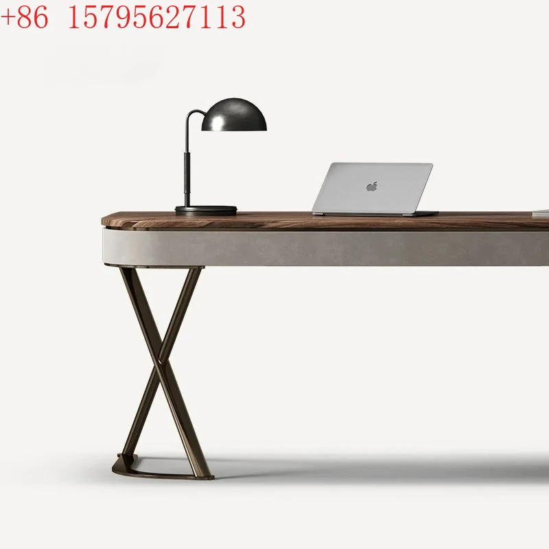 

Light luxury desk Household black Italian minimalist office Computer desk Natural luxury stone desk