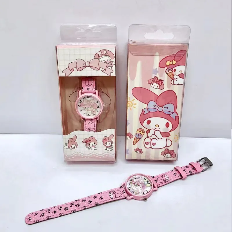 Sanrio Anime Watch Kawaii Cinnamoroll My Melody Cartoon Watch Student Quartz Watch Gift Boutique Gift Box Cute Girly Heart