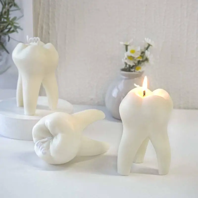 Kreative Form handgemachte große 3D Dental Silikon Kerze Form Simulation Zähne Aromatherapie Gips Harz Seife Backform