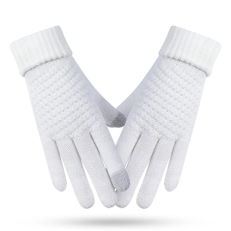 2024 New Women'S Knitted Gloves Autumn Winter Thick Warm Gloves Plush Inside Solid Mittens Couple