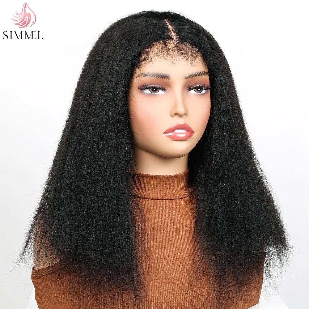 

Kinky Straight Short Bob Wigs Human Hair 6x4 Glueless Lace Wigs With Kinky Edges 180 Density Pre Plucked Glueless Yaki Wig