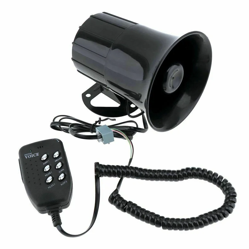 Motorcycle Car Portable Speakers 6-Tones Police Siren Sound High Megaphone Alarm Van Truck Boat 100w 12v Modification Parts Horn 