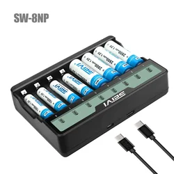 Universal Desktop 8 Slots Rechargeable Batteries Smart  Charger LED Display for 1.5V AA/AAA NiMH Rechargeable Batteries SW-8N