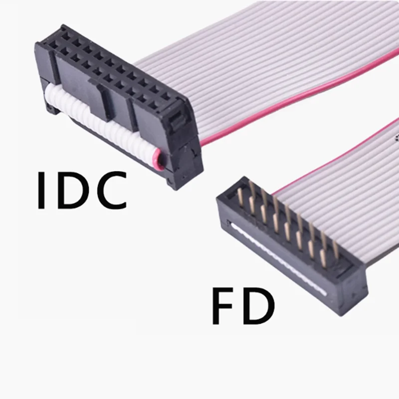 2Pcs FC-FD DC4 IDC 2.54MM Pitch Male To Female Connector 6P/8/10/12/14/16/20/24/26/30/34/40 Pin Flat Ribbon DOWNLOAD Data Cable