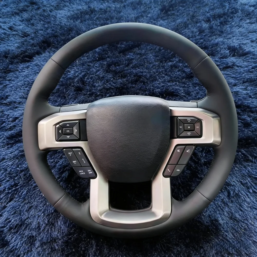 

Чехол на руль для Ford Raptor F150 2015-2019, из искусственной кожи, черный, перфорированный, с ручной прострочкой, противоскользящий.