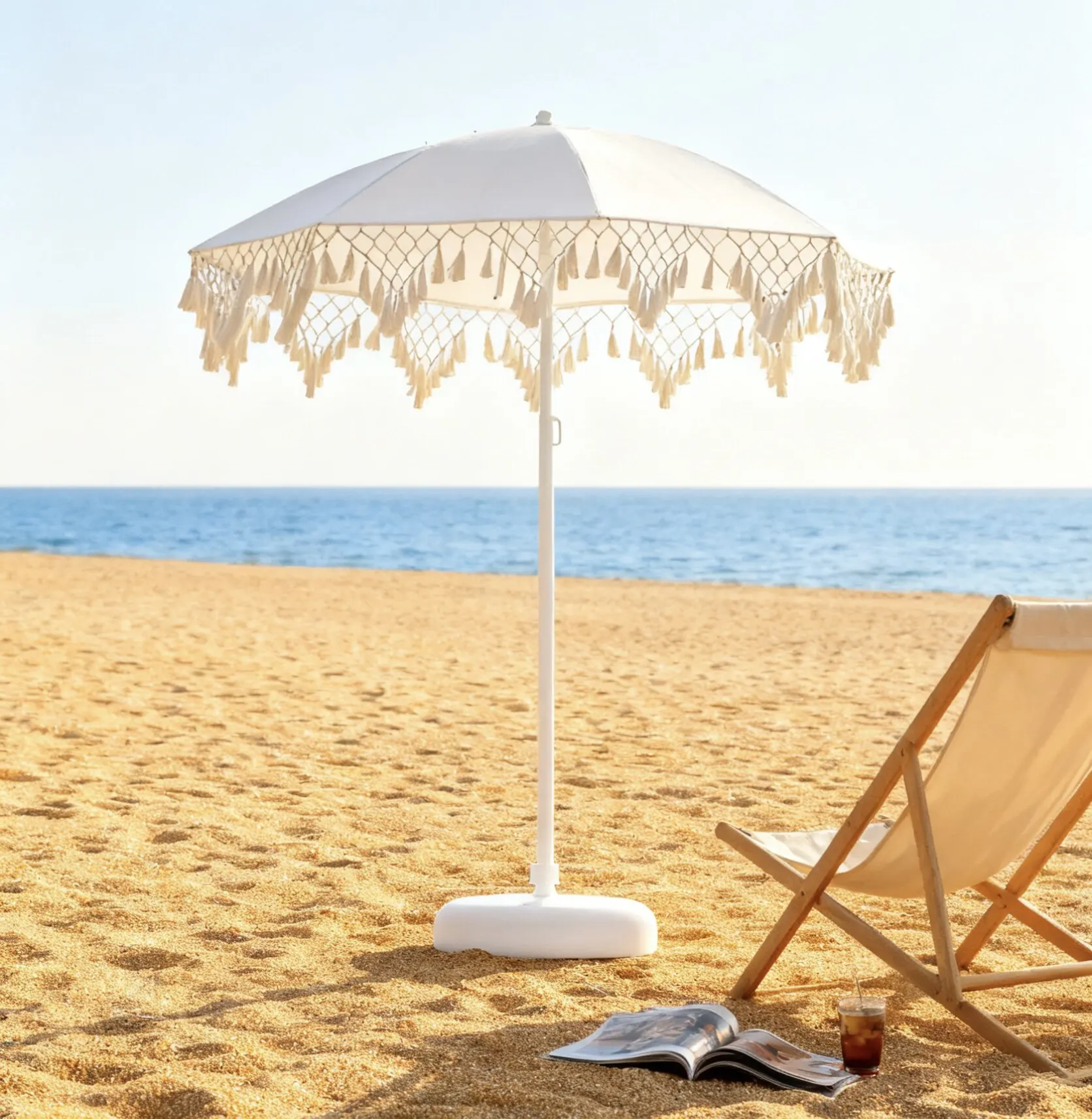 

New European-styleTriangular Woven Hollow-out Tassel Manual Outdoor Sunshade Umbrella Sun protection for Courtyard