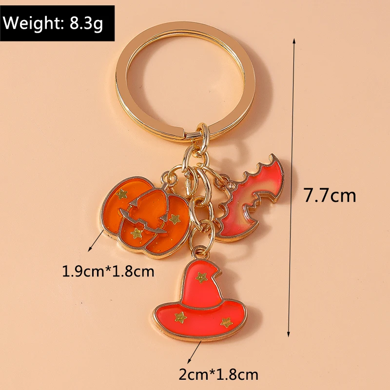 Niedliche Emaille Halloween Schlüssel bund Kürbis Geist Schlüssel ring Anhänger für Schlüssel halter Frauen Mädchen Handtasche Zubehör DIY Schmuck Geschenke – Detail 3