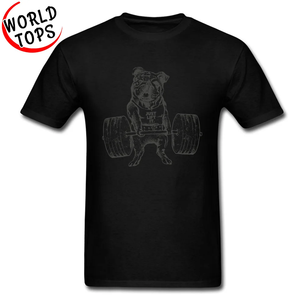 Crazy T Shirt 100% Cotton Male Tshirt ENGLISH BULLDOG Plain Design Crew Neck Cool Funny T Shirts Strong Weighter