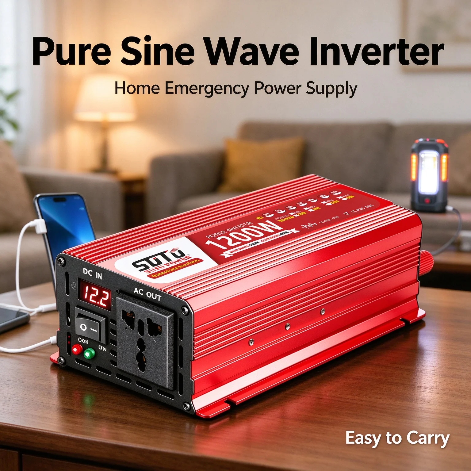 Inverter 12v 220v Pure Sine Wave 1200W DC 12v 24V To AC 220V 110v Portable Power Supply Converter Car Solar Inverter Universal