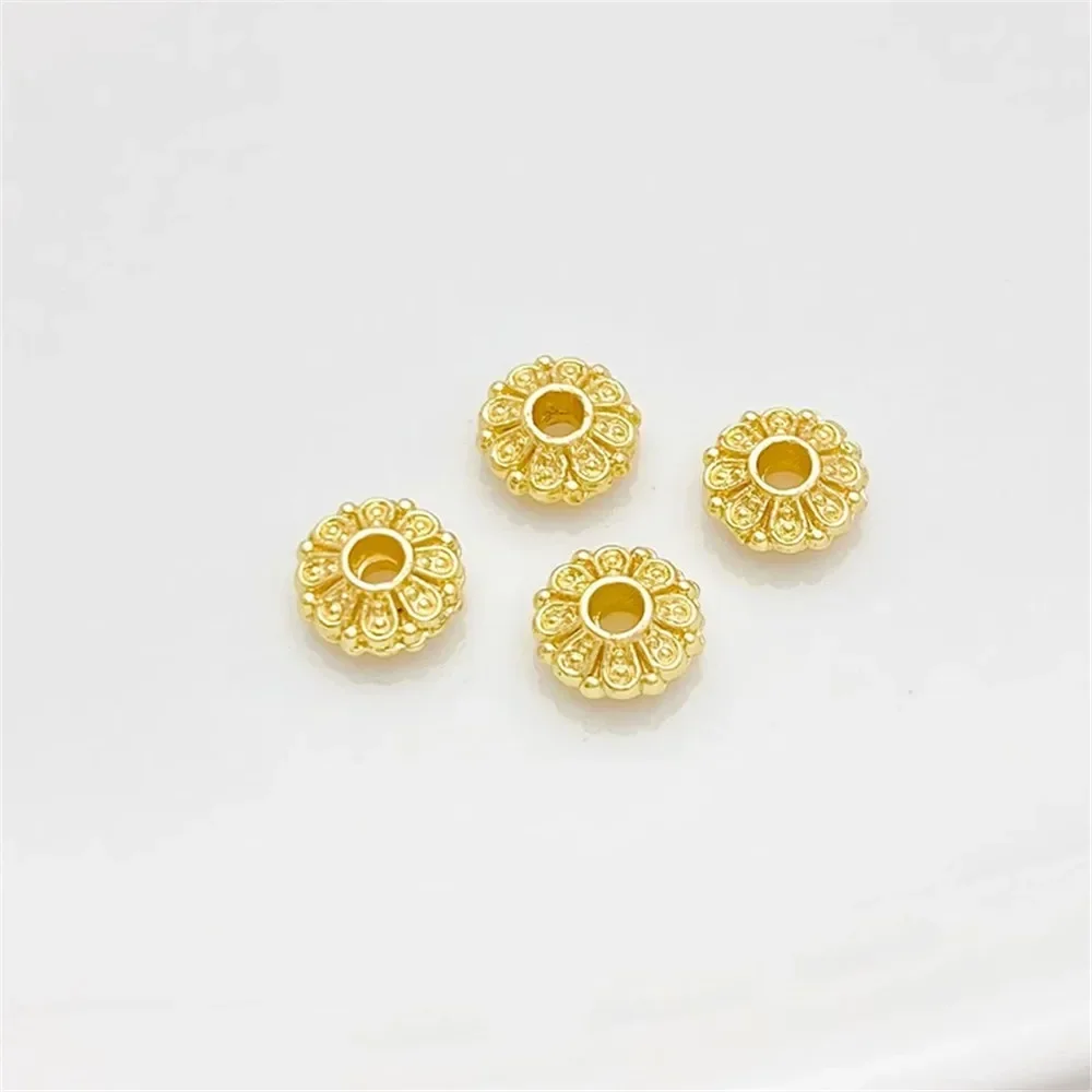 Bandeja de flores embrulhada em ouro 14k, chapéu de flor, espaçador de contas, artesanal, faça você mesmo, pulseira de contas, colar, acessórios de material de joias