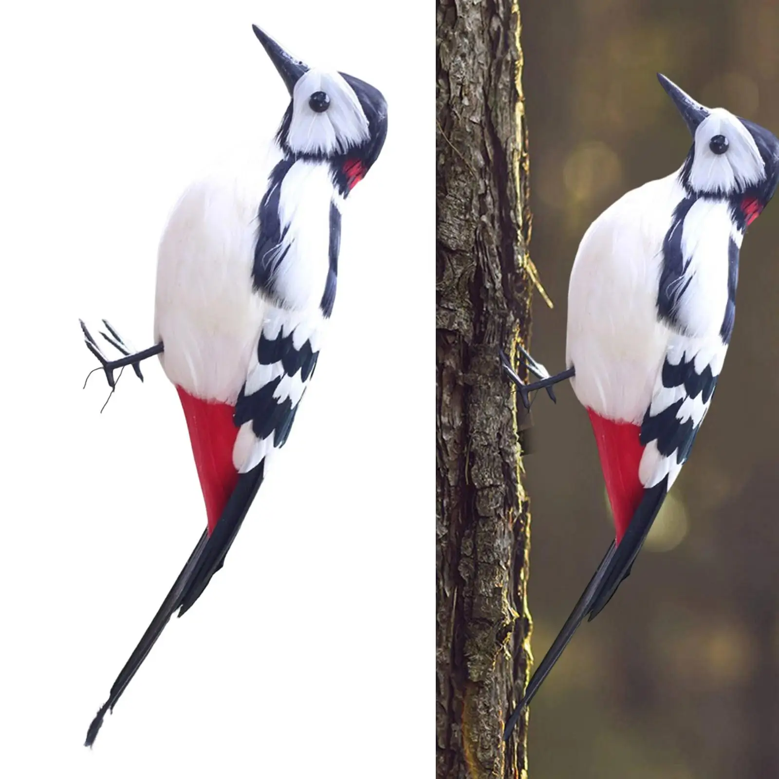 Decorative Realistic Feather Woodpecker Bird Sculpture Miniatures Animal Garden Decoration Props for Spring Backyard Lawn