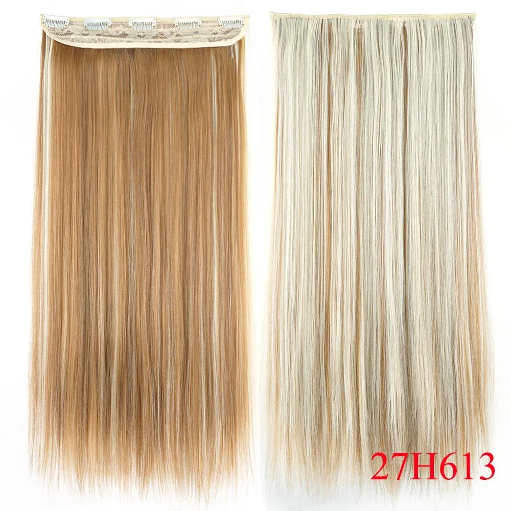 Clipe longo reto na extensão do cabelo, grampos, fios de cabelo falso, cabelo natural pinos e clipes, 1 PC, 28 em