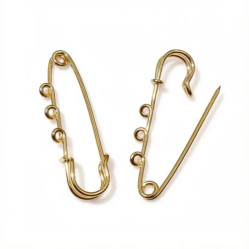 5pcs 50/70mm Stanless Steel Safety Pins Brooch Blank Base  with 1/2/3/4/5 Rings Safety Pins Craft Jewelry Making Findings image 3