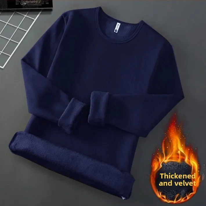 Winter-Herren-Langarm-T-Shirt, Fleece-gefüttert, verdickt, nicht entflammbar, samtig, warm, Rundhals-Unterhemd, lässig, atmungsaktiv. – Detail 21
