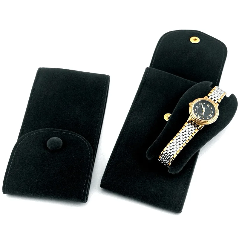 Watch Storage Portable Shock Proof Press Velvet Snap Design Jewelry Box Watch Packing Pouch Display Bag Gift For Men Women