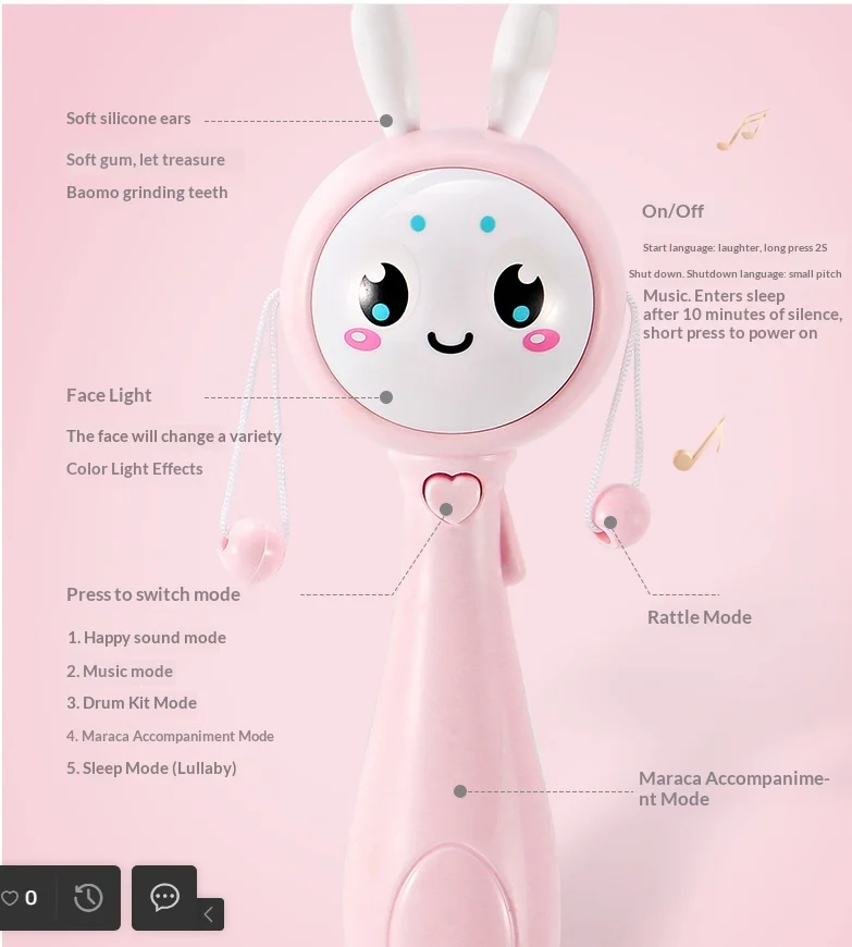 طفل الموسيقى عضاضة دمية شخشيخة للطفل 0-12 التعليم المحمول سرير أطفال جرس الوليد عربة سرير الرضع مصاصة الاجتياح المسيل للدموع #4