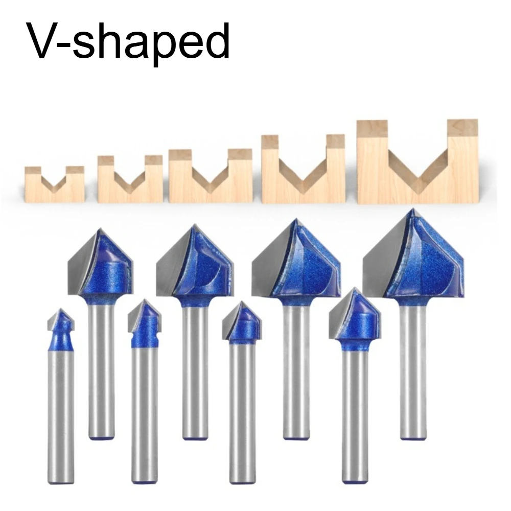 1/4 Handle Professional Grade V-shaped 8 Single 6.35mm Groove Cutting Woodworking Cutter Trimming Carving Machine