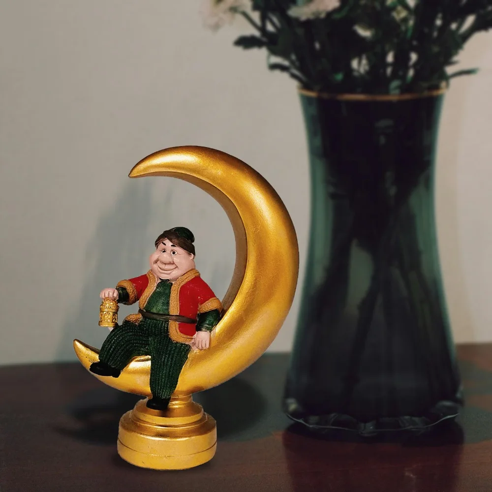 

Resin Middle Eastern Man Statue Traditional Arab Sheikh Oud Figurine Handmade Oriental Decor for Home Office Desk Unique Gift