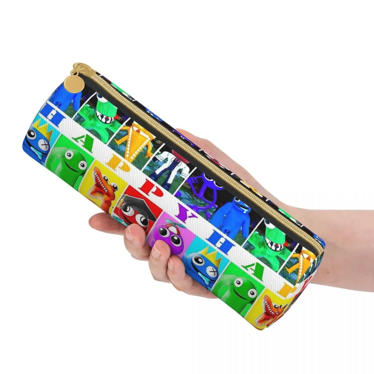 Imagem -03 - Rainbow Friends Happy Happy Pencil Case Couro Gamer Pen Bags para Crianças Lápis de Cosméticos Escolares para Estudantes Grande Capacidade