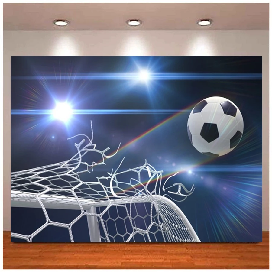 

Photography Backdrop Soccer Football Shiny Spotlight Stadium Goal Champion Ship Birthday Party Poster Photo Background Banner