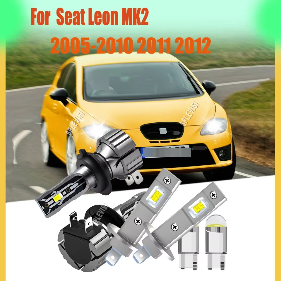 H1 H7 LED Headlight Bulbs High Low Beam, 300% More Visibility For Seat Leon MK2 2005 2006 2007 2008 2009 2010 2011 2012