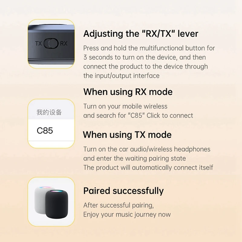 Wielofunkcyjny adapter audio Bluetooth Adapter bezprzewodowy Muzyka stereo 3,5 mm AUX Bezstratna muzyka Adapter bezprzewodowyabgi