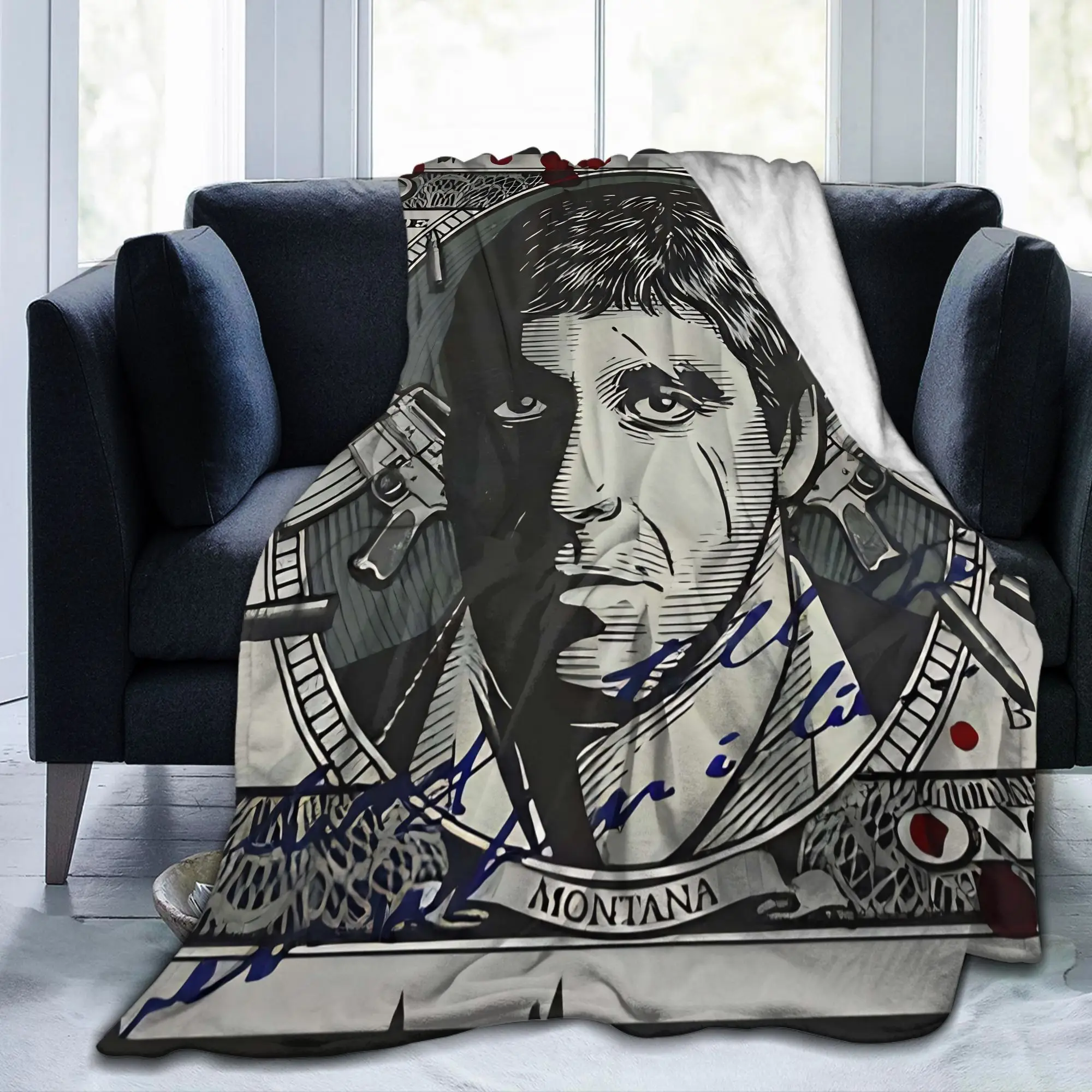 Scarfaces Dolla Tony Montana Fuzzy Blankets TV Awesome Bedding Throw Blanket for Sofa Couch Lightweight Gift Multi-function