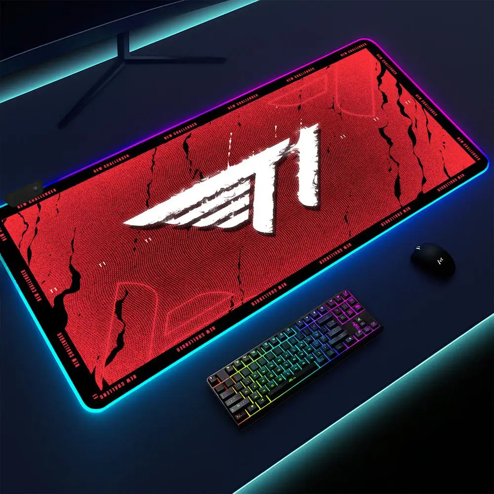 Super World Champion SKT T1 Mouse Pad Gaming mat, LED lighted, non-slip base, waterproof, large deskpad, soft surface