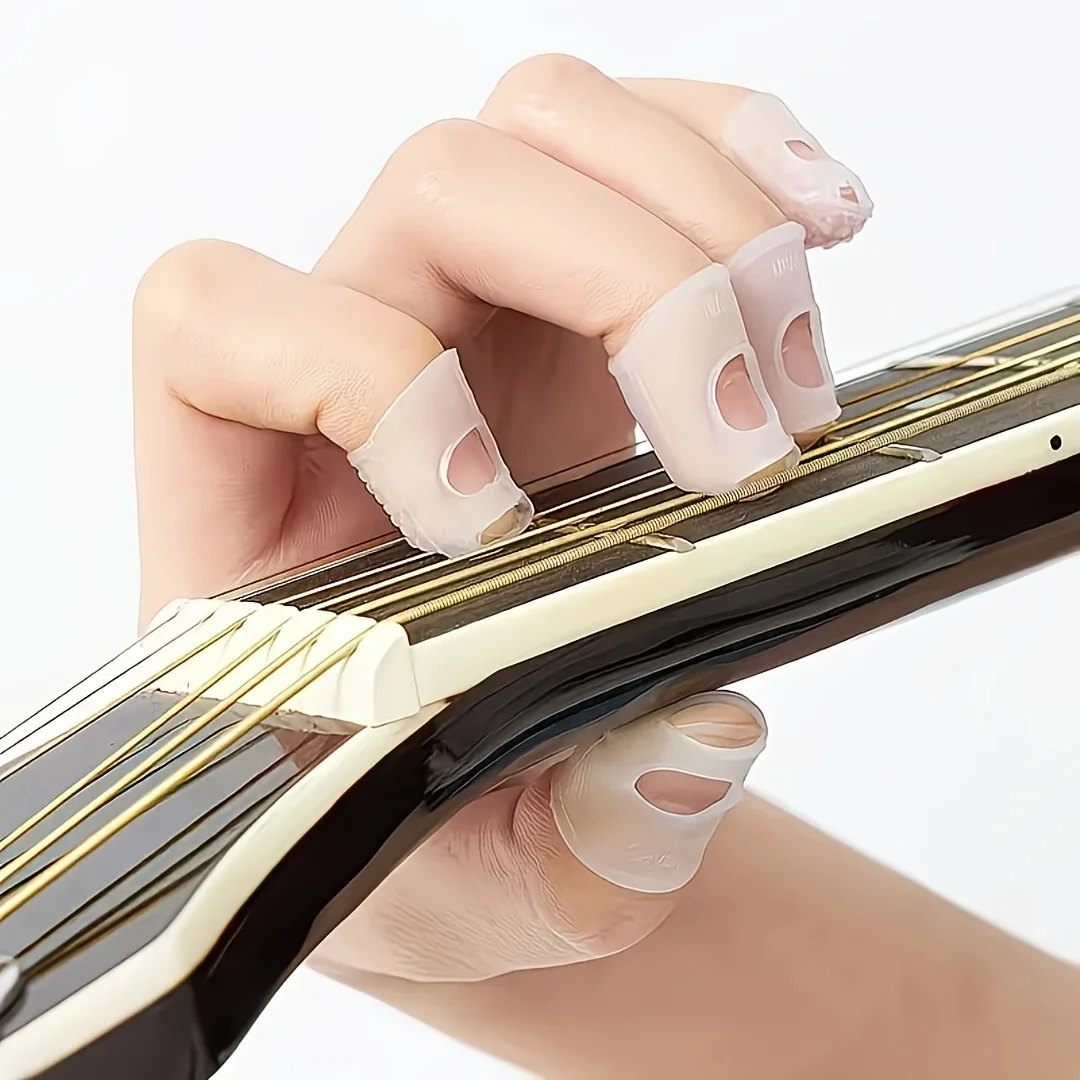 Silicone Guitar Finger Protectors: Pain Relief and Abrasion Protection for Beginners, Prevents Indentations