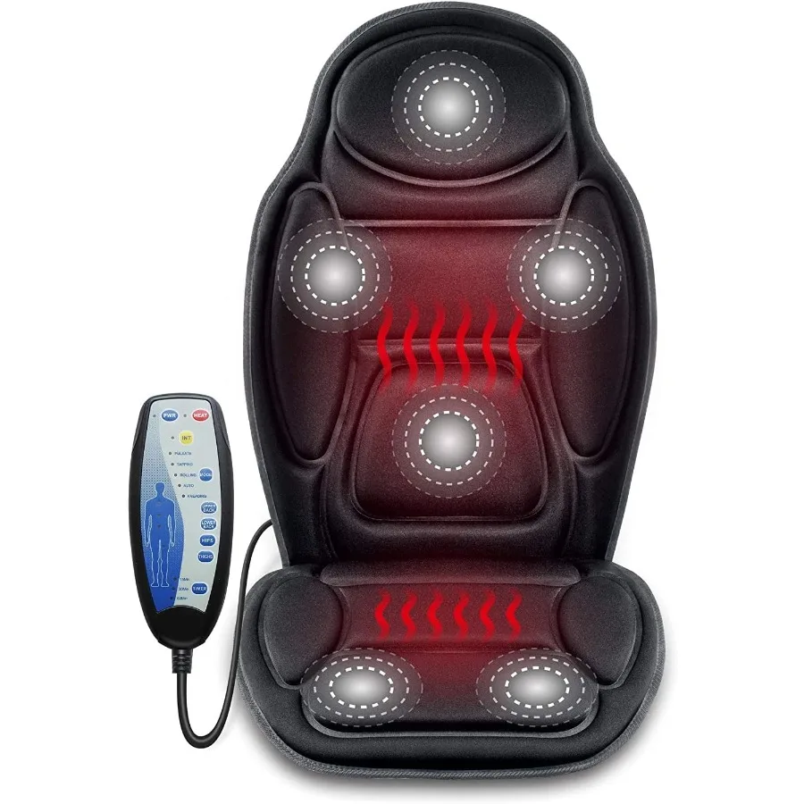 

Massage Seat Cushion - Back Massager with Heat 6 Vibration Massage Nodes and 2 Heat Levels Massage Chair Pad for Home Office Ch