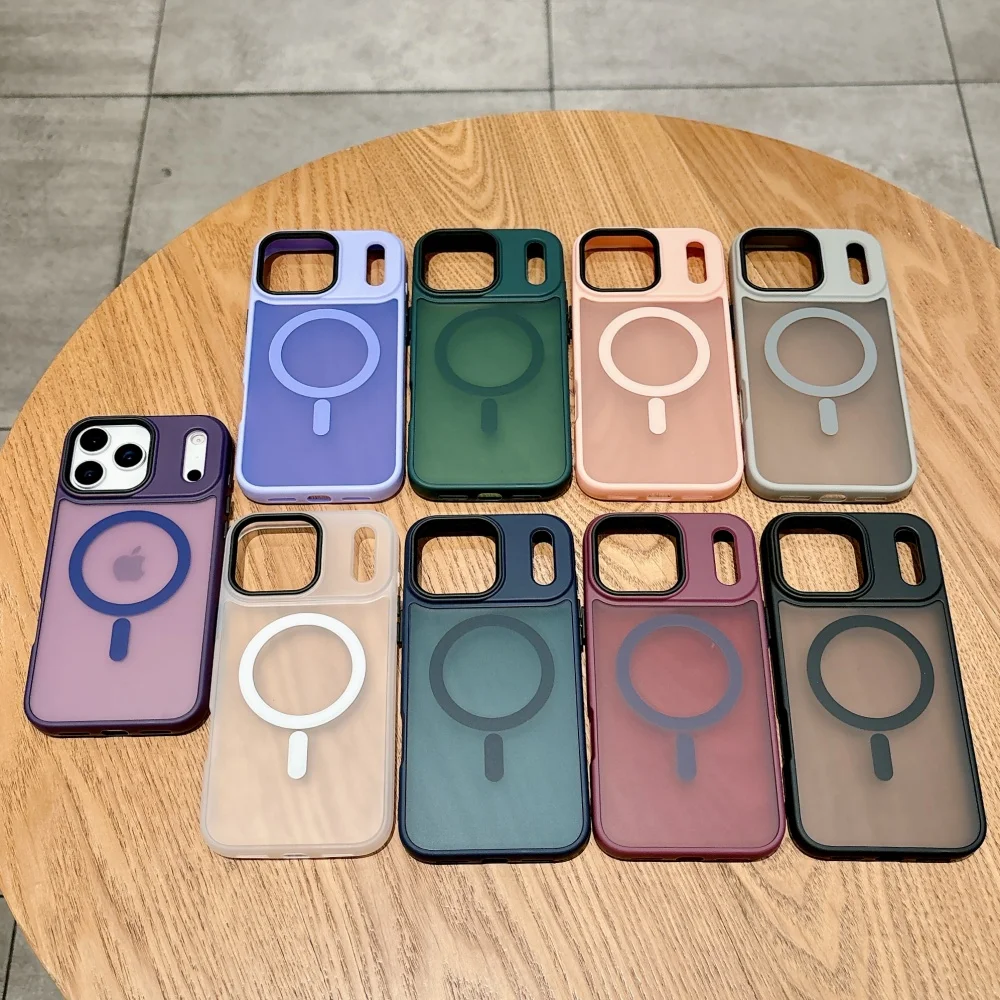 17 ProMax Magsafe حافظة شفافة غير لامعة لهاتف آيفون 17 Air 16 15 14 13 12 11 Pro Max Plus 16e غطاء مريح للشحن المغناطيسي