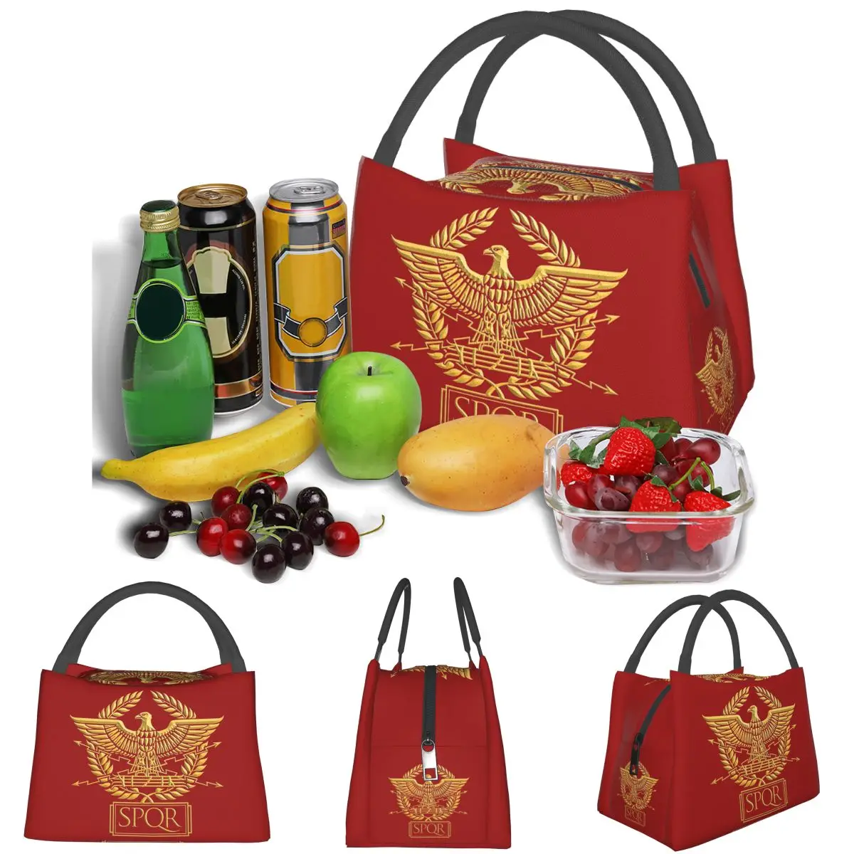 Gold Roman Aquila Eagle SPQR Lightweight Handheld Insulated Lunch Bag Large Capacity for Adults Students Travel Picnic