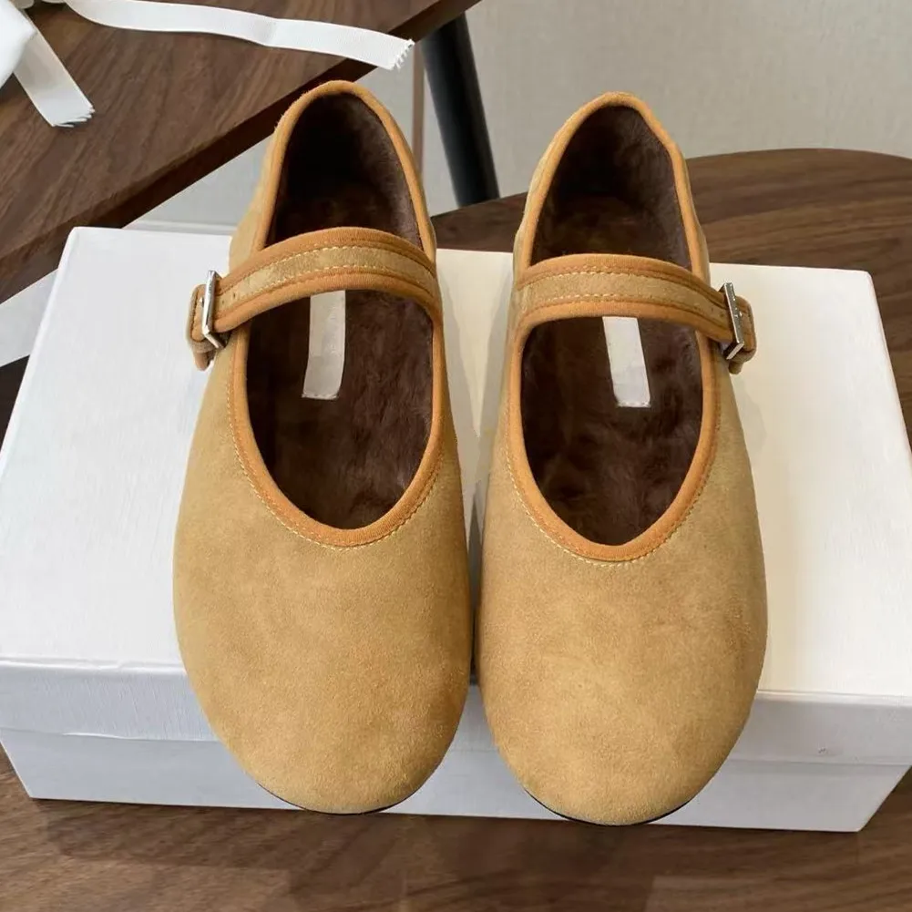 

Real leather one-piece Mary Jane single shoes, French flat bottomed low heeled ballet shoes, women's 2025 autumn new style