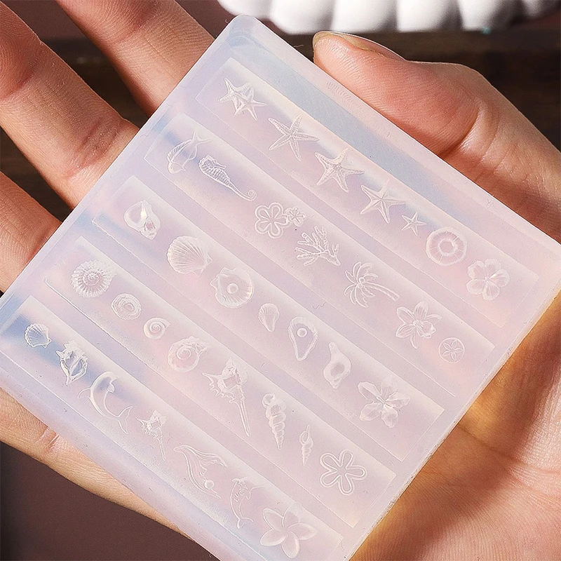 قذيفة الزهور الهالوبيوس محارة نجم البحر نحت مسمار قالب من السيليكون مسمار الفن DIY بها بنفسك اليدوية أداة الخرز الصغيرة قالب بوليمر #5