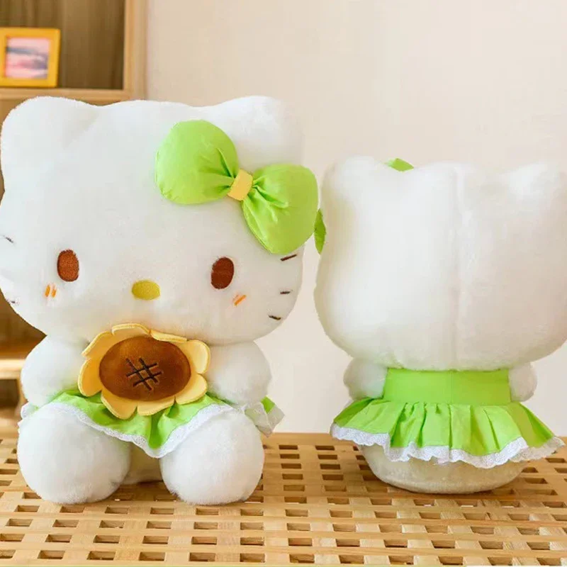 Hot Sanrio Sunflower KT Cat Plush Stuffed Toy Cute Pillow Animal Dolls Children's Playmate Pillow Birthday Gift Home Decoration