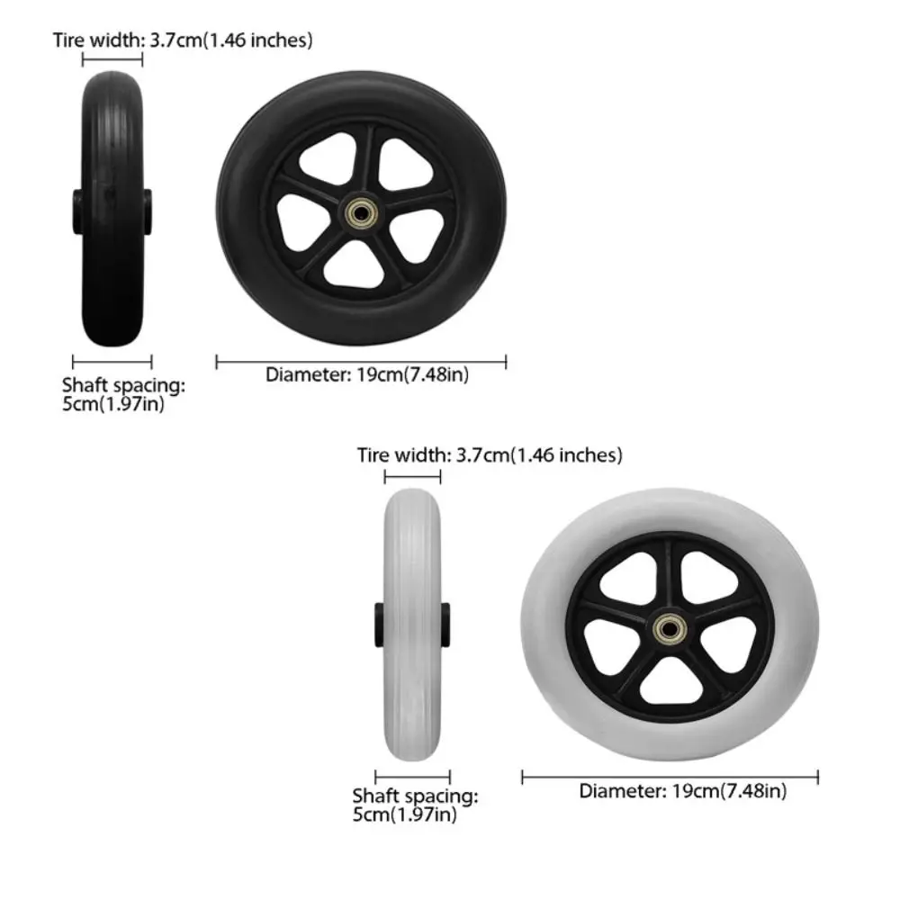 8 Inch Wheels Wheelchair Front Castor Heavy Duty Durable Rubber Replacement Wheels Smooth Flexible Anti Slip