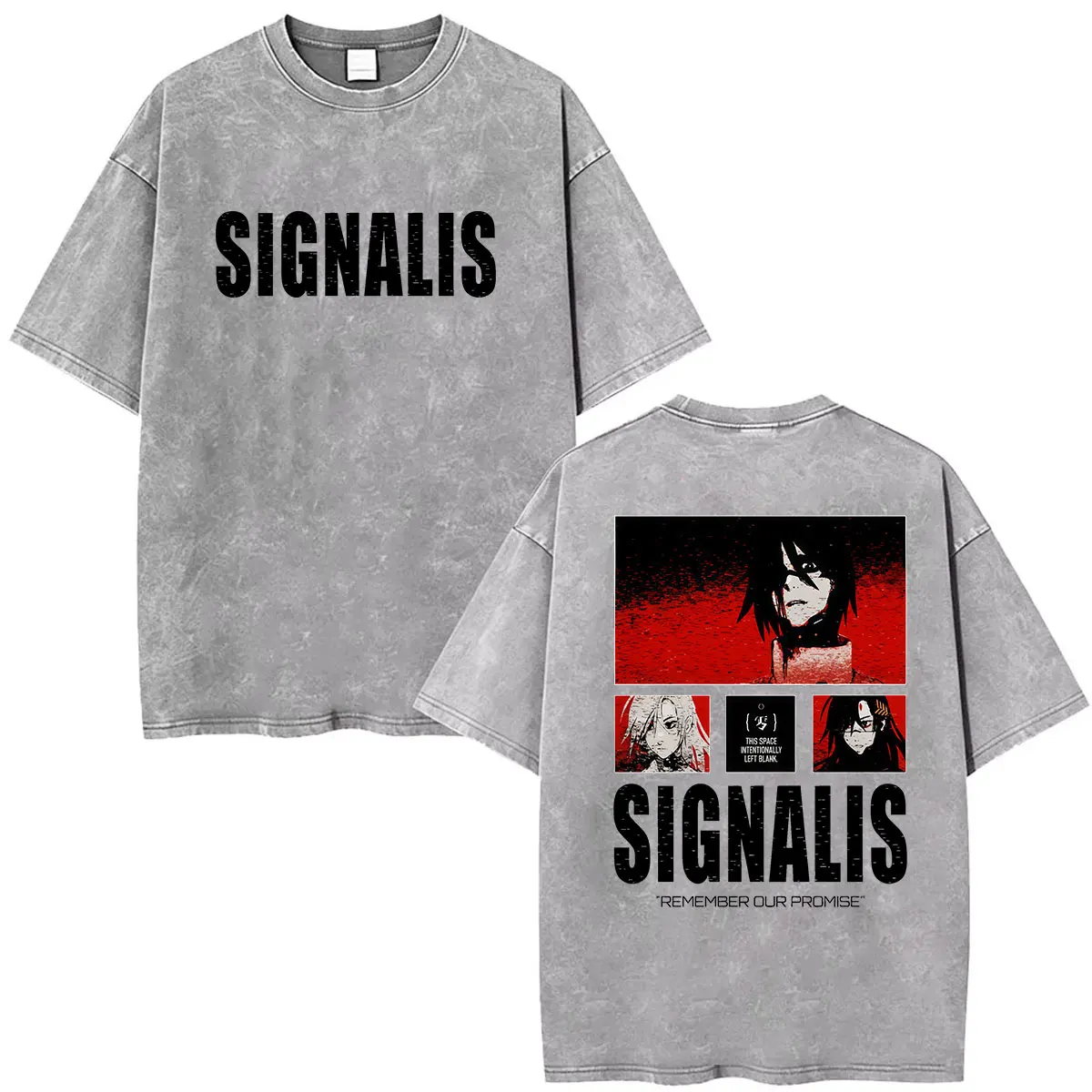 Hot Game Signalis Vintage Washed Graphic T Shirt Men Women Casual Fashion Oversized T-shirts Summer High Quality Cotton T-shirt