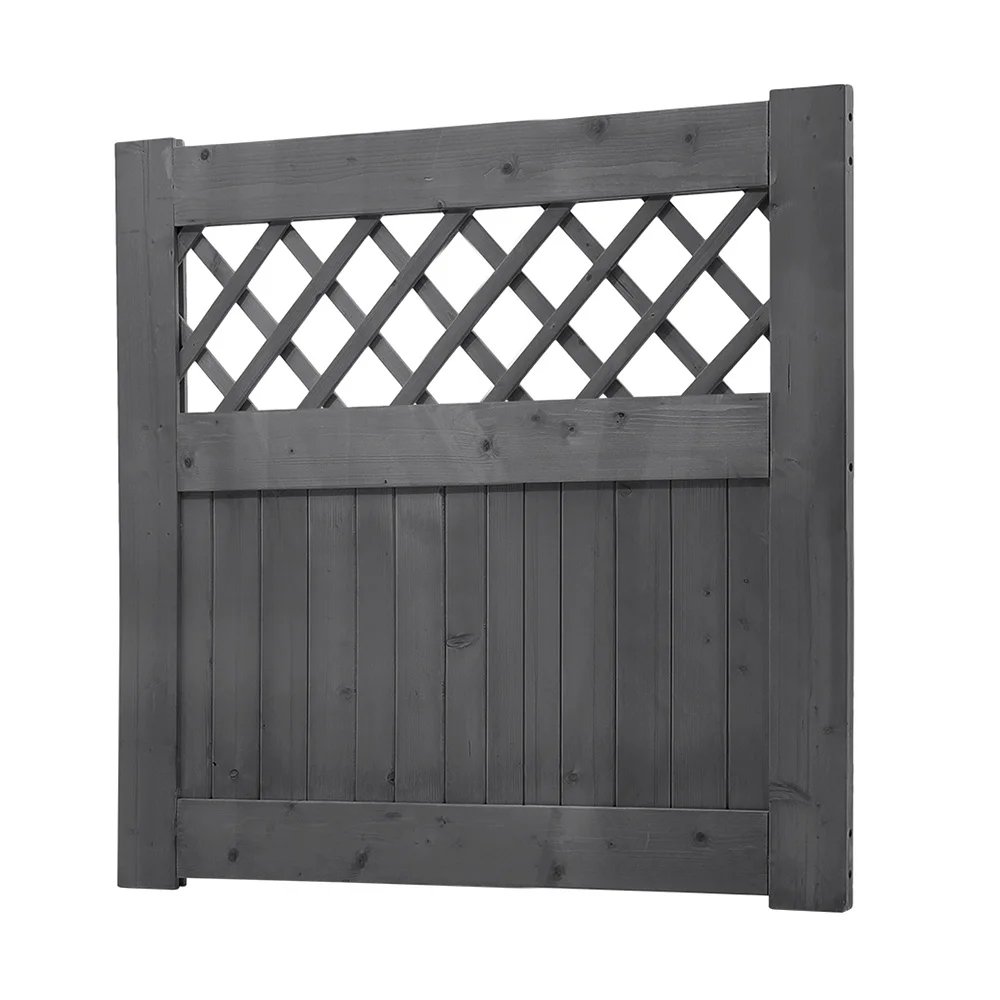 Picture 7: 90x90cm Grey Wooden Garden Gate – Decorative Lattice Side Fence for Yard, Patio or Outdoor Space | Includes Latch Fitting Kit |