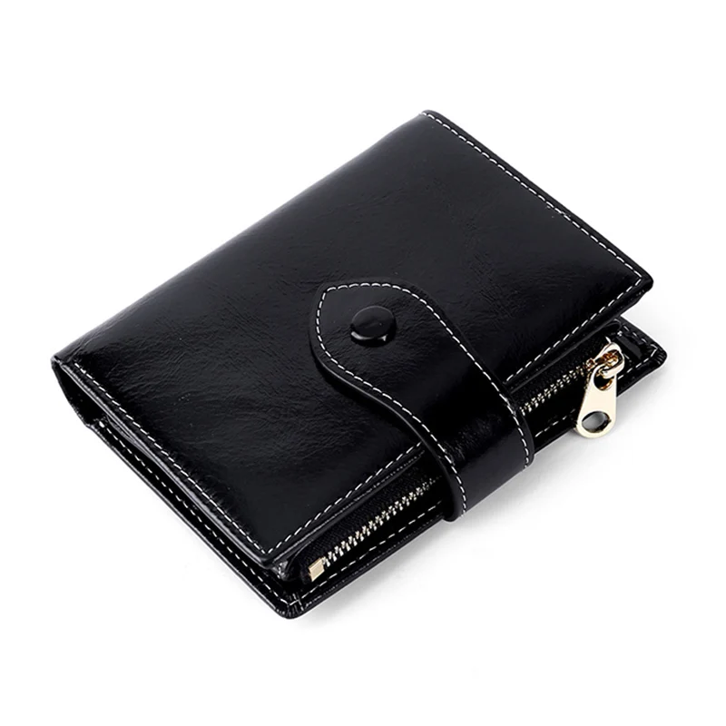 

Leather Wallet Women's Vintage Zero Wallet Short Multi functional Headcoat Cowhide Oil Wax Leather Multi slot Wallet Fashion