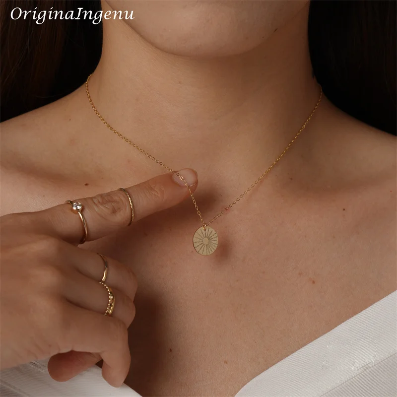 Sunbeam naszyjnik Sunshine biżuteria Handmade 14K złota wypełnione monety Choker wisiorki Collier Kolye biżuteria Boho naszyjnik dla kobiet — zdjęcie 6